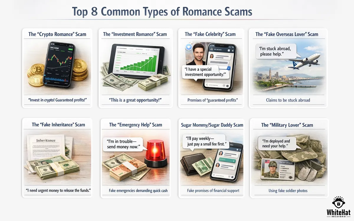 Common types of romance scams used to deceive victims online
