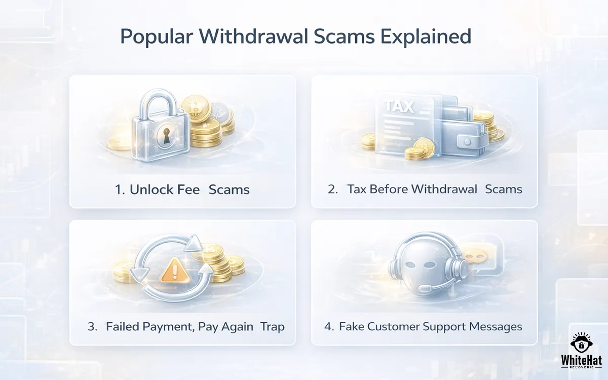 Popular cryptocurrency withdrawal scams explained and how they trick users